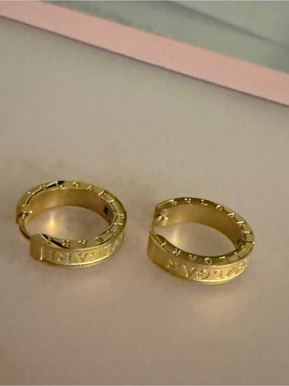 Gold-Tone Women's Hoop Earrings - Designer Lettering inspired